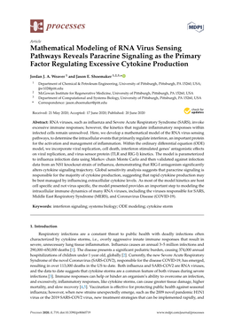 Mathematical Modeling of RNA Virus Sensing Pathways Reveals Paracrine Signaling As the Primary Factor Regulating Excessive Cytokine Production