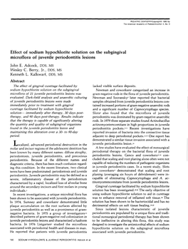 Effect of Sodium Hypochlorite Solution on the Subgingival Microflora of Juvenile Periodontitis Lesions