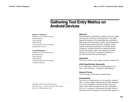 Gathering Text Entry Metrics on Android Devices