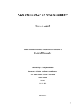 Acute Effects of LGI1 on Network Excitability