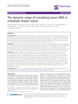 The Dynamic Range of Circulating Tumor DNA in Metastatic Breast