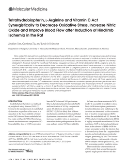 Tetrahydrobiopterin, L-Arginine and Vitamin C Act Synergistically To