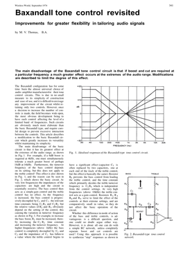 Baxandall Tone Control Revisited Improvements for Greater ﬂexibility in Tailoring Audio Signals by M