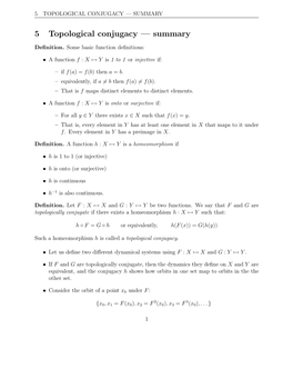 5 Topological Conjugacy — Summary