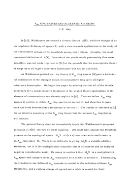 Ring Spaces and Algebraic K-Theory