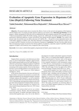 RESEARCH ARTICLE Evaluation of Apoptotic Gene Expression In