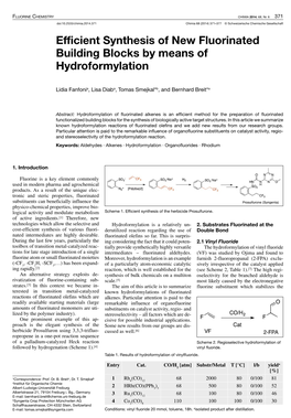 Efficient Synthesis of New Fluorinated Building Blocks by Means of Hydroformylation