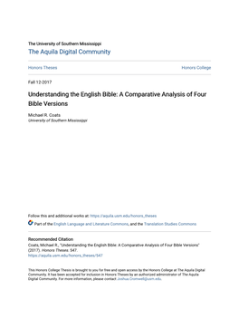 Understanding the English Bible: a Comparative Analysis of Four Bible Versions