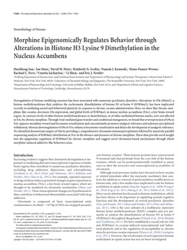 Morphine Epigenomically Regulates Behavior Through Alterations in Histone H3 Lysine 9 Dimethylation in the Nucleus Accumbens