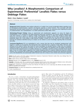 Levallois Flakes Versus Debitage Flakes