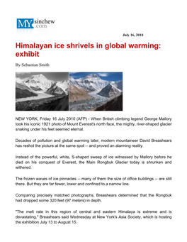 Himalayan Ice Shrivels in Global Warming: Exhibit