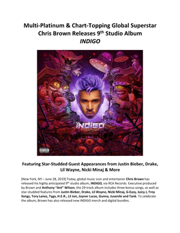 Multi-Platinum & Chart-Topping Global Superstar Chris Brown