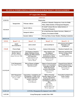 Ixth Annual International Conference on Public Policy and Management