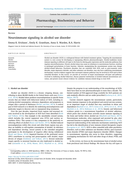 Neuroimmune Signaling in Alcohol Use Disorder T ⁎ Emma K