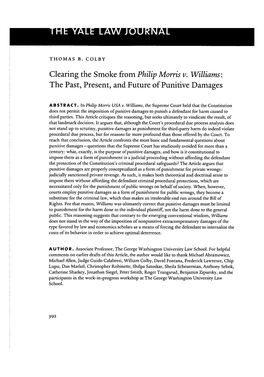 Clearing the Smoke from Philip Morris V. Williams: the Past, Present, and Future of Punitive Damages