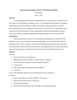 Antarctica King Penguin Smell Test with Dimethyl Sulfide