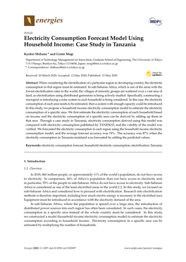 Electricity Consumption Forecast Model Using Household Income: Case Study in Tanzania