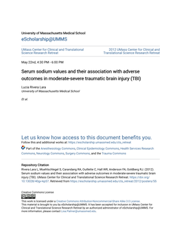 Serum Sodium Values and Their Association with Adverse Outcomes in Moderate-Severe Traumatic Brain Injury (TBI)