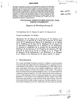 NUCLEAR STRUCTURE/NUCLEI FAR from STABILITY Report of Working Group II