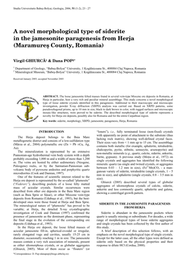 A Novel Morphological Type of Siderite in the Jamesonite Paragenesis from Herja (Maramureş County, Romania)