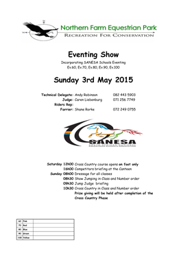 Eventing Show Sunday 3Rd May 2015
