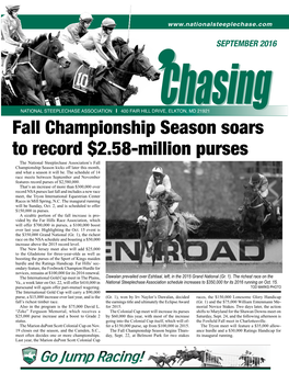 Fall Championship Season Soars to Record $2.58-Million Purses