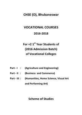 (O), Bhubaneswar VOCATIONAL COURSES