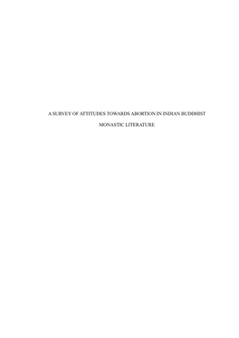 A Survey of Attitudes Towards Abortion in Indian Buddhist