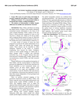 Tectonic Mapping of Rift Zones on Rhea, Tethys, and Dione P