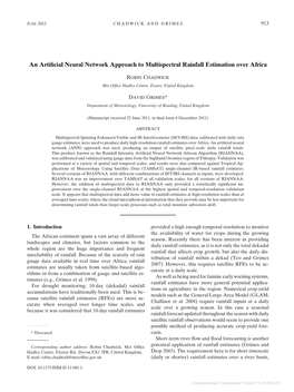 Downloaded 10/04/21 11:09 AM UTC 914 JOURNAL of HYDROMETEOROLOGY VOLUME 13 Which Can Then Be Combined with a Hydrological Model