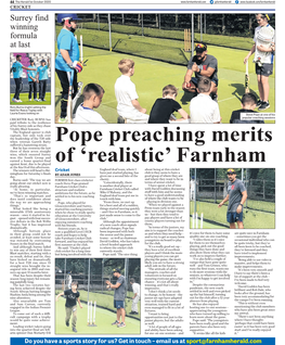 Pope Preaching Merits of 'Realistic' Farnham