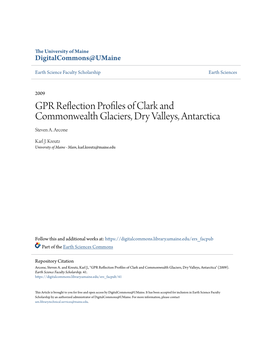 GPR Reflection Profiles of Clark and Commonwealth Glaciers, Dry Valleys, Antarctica Steven A