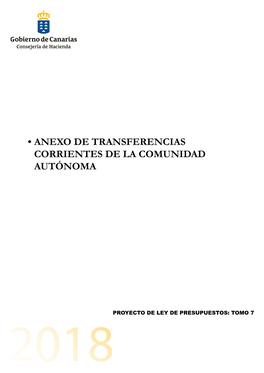 Tomo 7 2018 2018 Presupuestos Generales De La Comunidad Autónoma De Canarias Índice 1