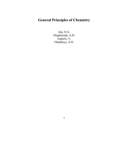 Dr. ABRAHAM OLADEBEYE General Principles of Chemistry