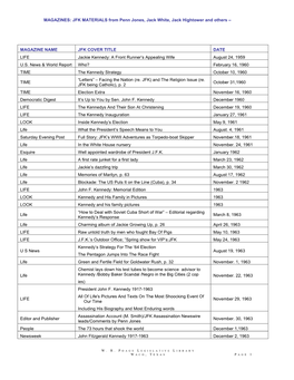 Magazines: Jfk Materials – Chronologically Listed