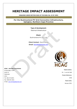 Heritage Assessments Conducted for the Geel Kop PV Projects (Van Der Walt 2020) to Mitigate This Aspect (Table 7)