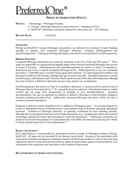 Hematology – Fibrinogen Products