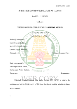 In the High Court of Judicature at Madras Dated