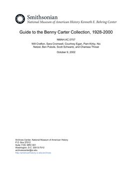 Guide to the Benny Carter Collection, 1928-2000