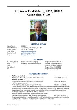 Professor Paul Maharg, FRSA, SFHEA Curriculum Vitae