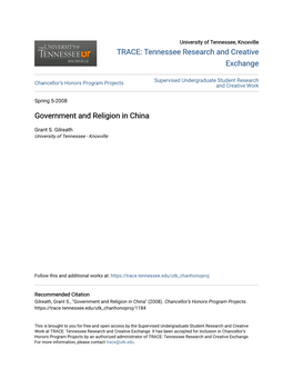 Government and Religion in China
