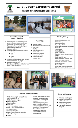 O. V. Jewitt Community School REPORT to COMMUNITY 2011-2012