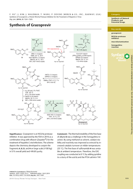 Synthesis of Grazoprevir, a Potent NS3/4A Protease Inhibitor for the Treatment of Hepatitis C Virus Synthesis of Natural Org