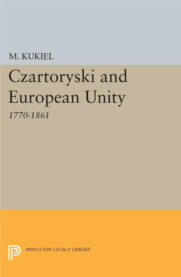 Czartoryski and EUROPEAN UNITY 1770-1861