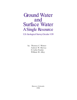 Ground Water and Surface Water: a Single Resource. US