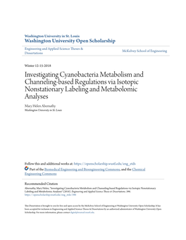 Investigating Cyanobacteria Metabolism and Channeling-Based
