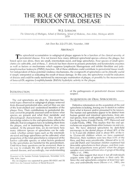 The Role of Spirochetes in Periodontal Disease