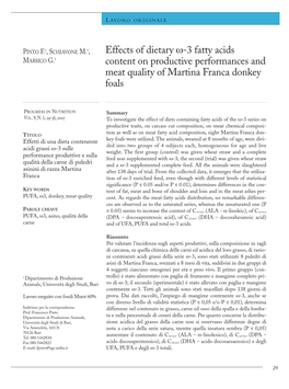 Effects of Dietary Ω-3 Fatty Acids Content On