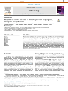 Programmed Necrotic Cell Death of Macrophages Focus on Pyroptosis