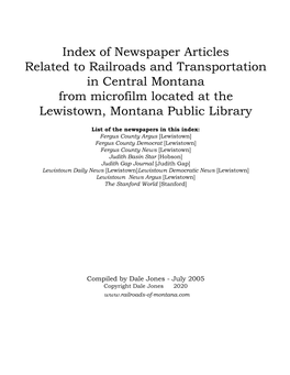 LEWISTOWN NEWSPAPER INDEX Dale Jones  2020